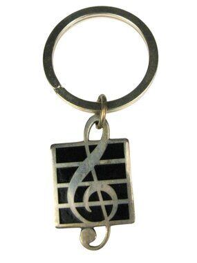 Tiffany & Co 1992 Keychain 925 Enamel Treble Clef Musical Note Sterling Silver